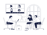 an illustration of a health of personnel teaching a group of people
