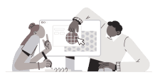 an illustration of a health of personnel teaching a group of people